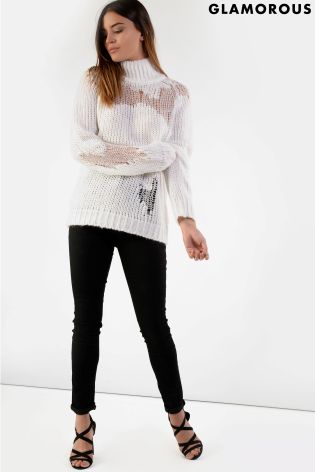 Glamorous Distressed Knit Jumper